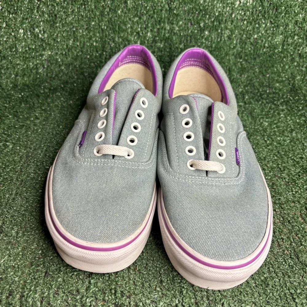 NEW Vans Era Denim Waffle Sole Skateboarding Sneaker Blue Purple Mens Size 10